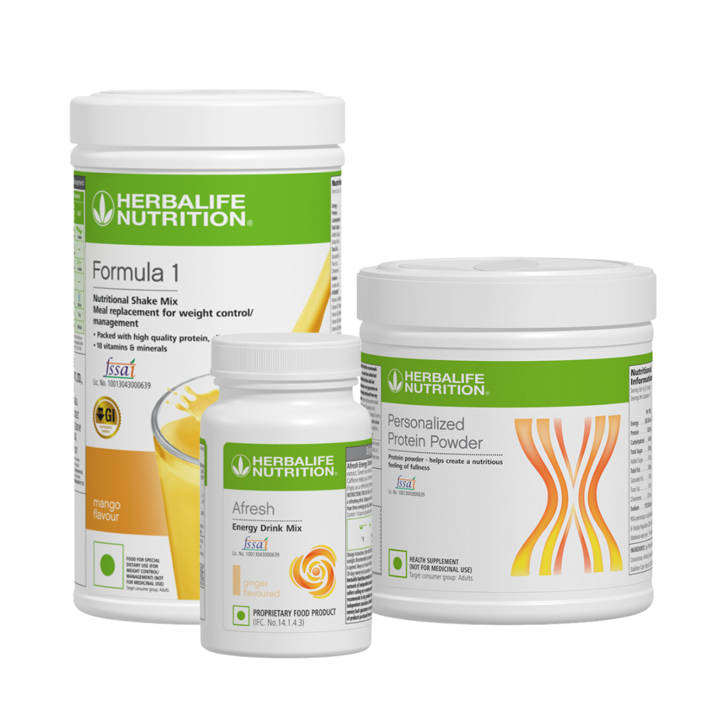 Herbalife Formula 1 Mango Shake 500g, Protein Powder 200g & Afresh Combo